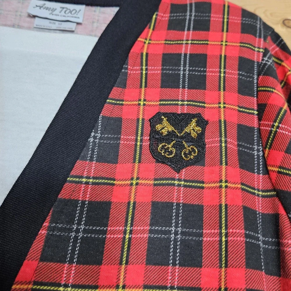 Vintage 90s Dress 12 School Preppy Y2K‎ Tartan Plaid Crest Academia - Picture 4 of 10